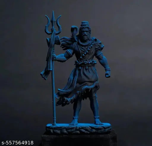 3D Printed Lord Shiva Standing Idol – UV Resin Mahadev Murti for Home, Office, Car & Gifting – Royal Blue Finish