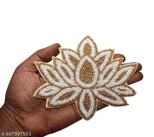 White and golden beads lotus,set of 2