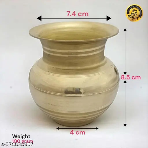 Divine Bazaar Brass kalash for Puja | Lutiya for Pooja Room Brass Kalash  (Height: 3.3 inch, Yellow)