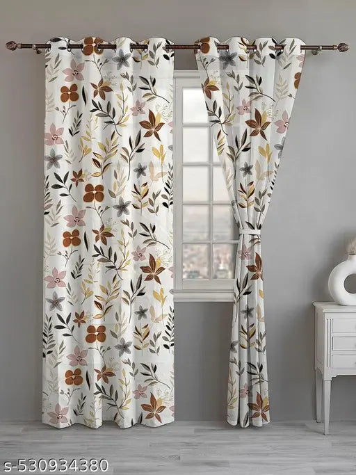 ANA Set of 2 7 Feet Door Curtain Cotton Eyelet Premium Curtain for Door, Multicolor, Decorative, Bedroom, Balcony 2pcs set