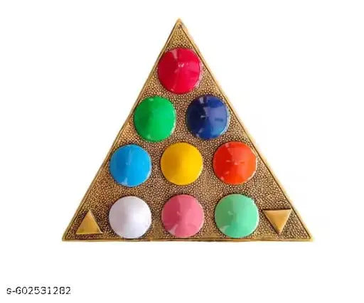 Multicolour Shri Vastu Navgrah Yantram Maha Yantra with Sampoorna Navgraha Triangle Yantra for Vastu Dosh Nivaran Wall Hanging Triangular Shaped Yantra Pyramid Chakra Pendant | 9 Chakra Healing Locket for Positive Energy, Meditation & Protection