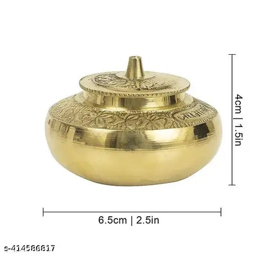 Brass Pooja Sindoor Dabbi| Puja | Roli | Chawal | Chandan | Haldi | Kumkum Puja  | Sindoor | Turmeric | Dabbi | Dibbi | Dhani | Dani Lid Holder - Kumkum-Pot