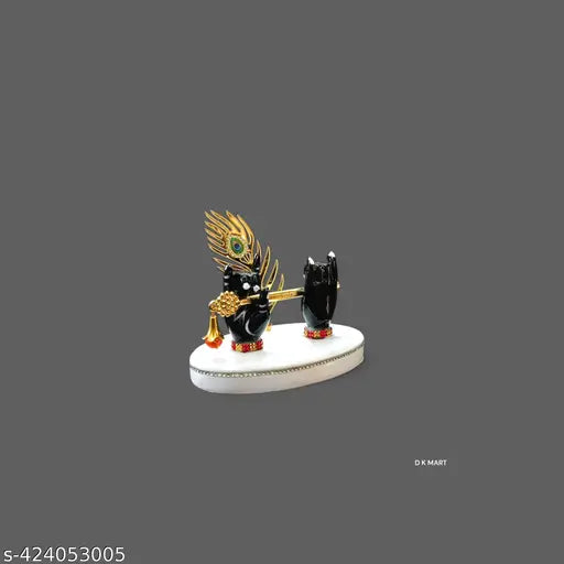 LIMITED STOCK ORDER NOW !!  Small Krishna Hand Flute Statue | Mini Krishna Hand Flute Idol For Car Dashboard, Pooja Place or Office Table | Car Dashboard God Idols | Krishna Statue | Krishna Hand Flute Showpiece | Black & White Set Of 1