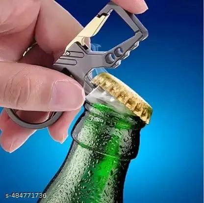 Heavy Duty Stainless Steel Keychain with Bottle Opener | Key Ring Hook Keychain Holder | Keychain for Men and Women Stylish Double Ring Hook Metal Key Chain for Cars and Bikes