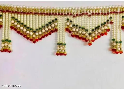 Handicraft White/Green/red Crystal toran Handmade Main Door Hanging Toran Size 3 FEET