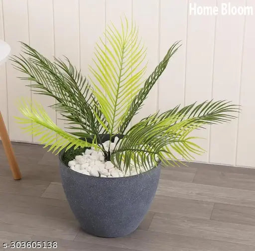 Home Bloom Artificial Areca Palm Plant for Home, Office Decor | 9 Stems Plant(Without Pot 55 cm)/Light Green Color Leaves | home decor living room