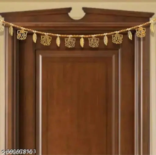 Toran For Door, Golden Ganesha With Leaf , Bandarwal For Home Door, Wall Hanging Door Decor, Main Entrance, Decoration For Living Room, Temple, Pooja Room, Diwali Toran
