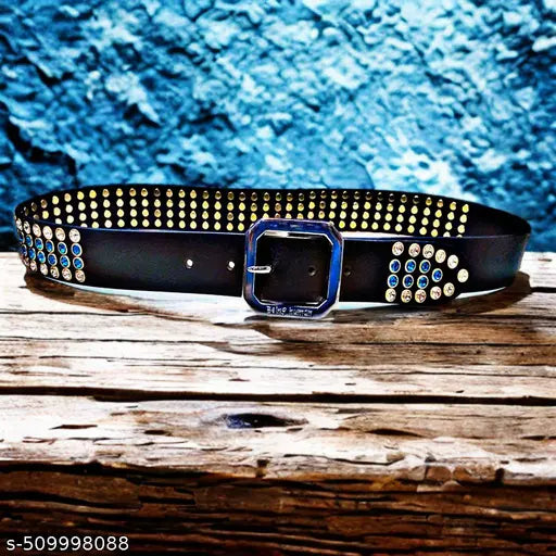 Leather belt blue diamond