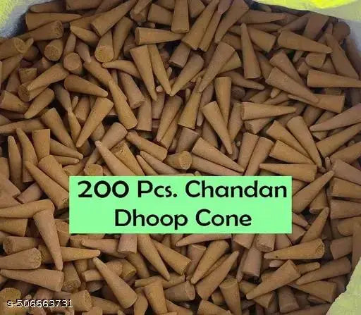 Shri Krishna Incense Dhup Chandan Pooja Dhoop Cones For pooja Pack Of 200 pcs. Dhoop Cone Non Charcoal and Non Toxic Classy Incense Sticks
