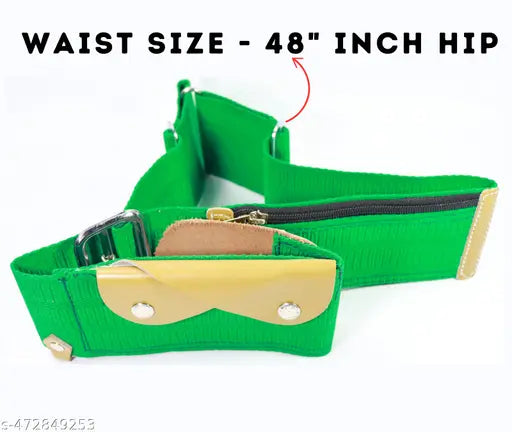 Dhoti Belt Haji Green Color Belt, Size-48 Inch, Adjustable Waist Buckle With Zip