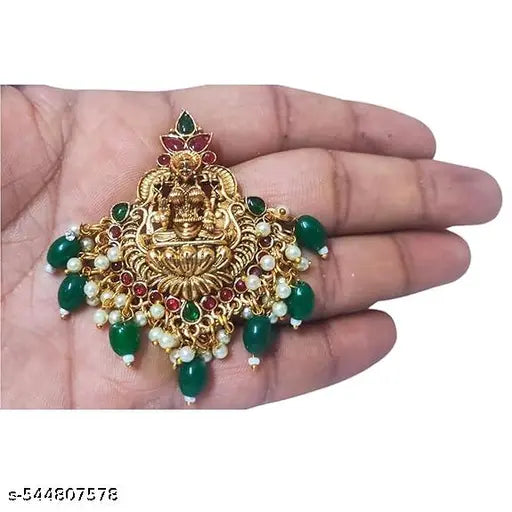 Combo of 3 Long 3 Lines Adjustable Antique Temple Lakshmi Lockets Pendants mangalsutra ki mala Daily Wear Necklace Set for Women and Girls