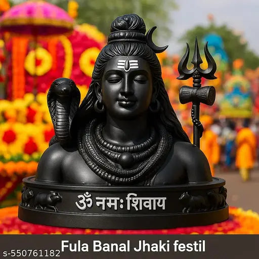 Lord Shiva Statue with Trishul, Damru, Nandi & Om Namah Shivay Script | Mahadev Shankar Idol for Temple Setup, Home Decor & Meditation | Adiyogi Bholenath Murti for Daily Puja,  Remedies, Spiritual Gift & Devotee Showpiece Collection