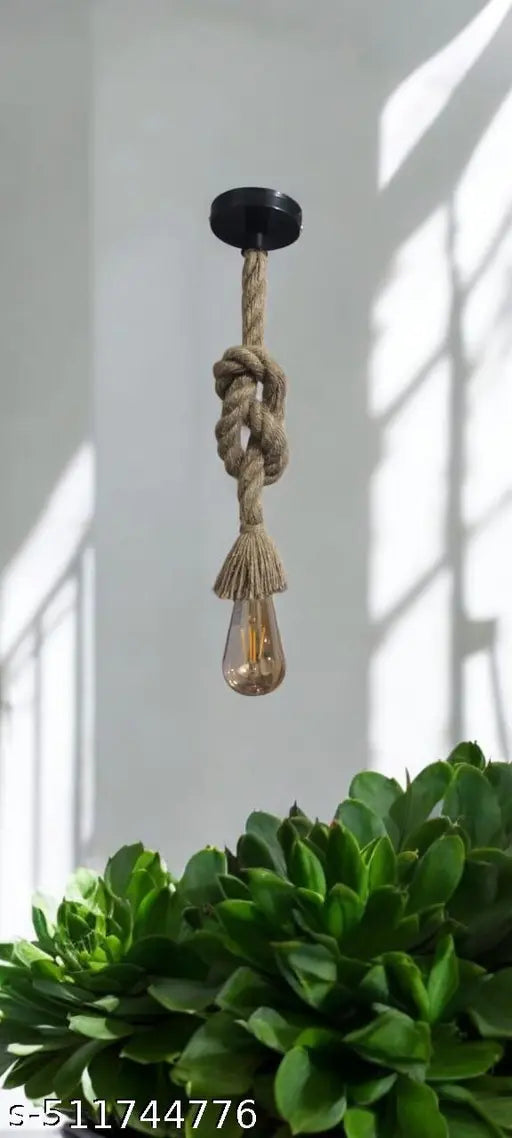 Hanging Natural Jute Rope Decorative Light Pack of 2 Without Bulb ( Brown )- Fancy Light, Home Decor, Light For Restaurant