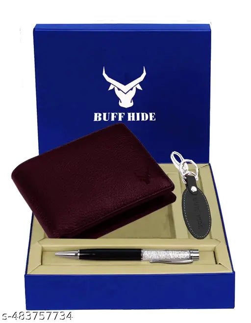BUFFHIDE RFID Protected 100% Genuine Leather Gift Hamper For Men | Leather Wallet For Men's | Wallets Branded | Wallets For Men (Lee-on Black) ,Leather wallet combo for men