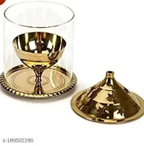 Diya with Borosilicate Glass Diya Decorative Brass & Glass Oil Lamp Tea Light Holder Lantern, Cylinderical Borosilicate Glass Glass Gold Akhand Diya Big Oil Puja Lamp Akhand Diya Decorative Brass & Glass Oil Lamp Tea Light Holder Lantern, Glass Cylinderic