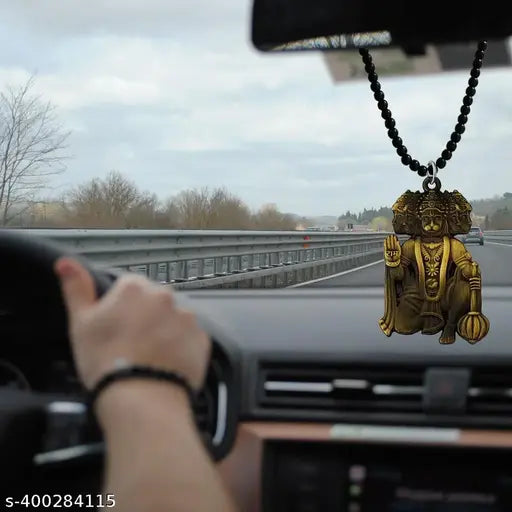 Shiv Jagdamba Religious Lord Pawanputra Bajrangbali Panchamukhi Hanuman Bronze And Black Crystal, Metal  Car Rearview Mirror Charm Car Dangler Ornament, Accessories, Gift ShivCrMa2024158