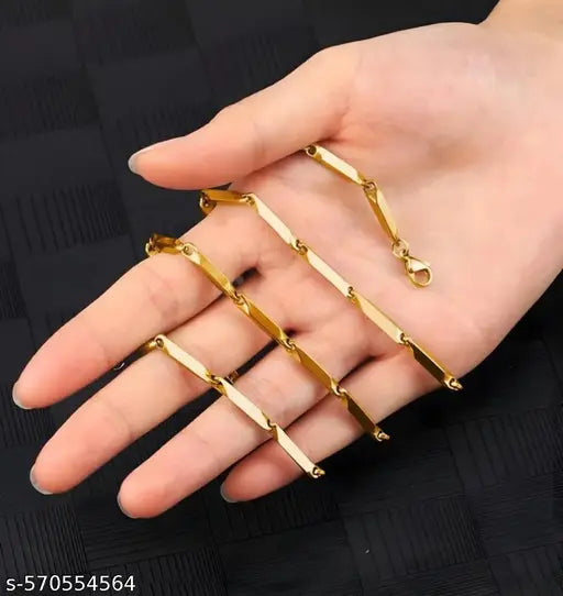 Trendy Gold Plated Stainless Steel Chain for Men | Sleek Link Design