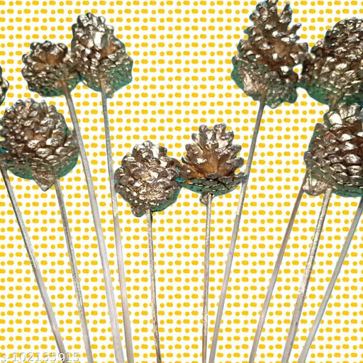 Bunch of Handmade Golden pine Artificial flower sticks Without Pot for decor home office indoor decor festive decor