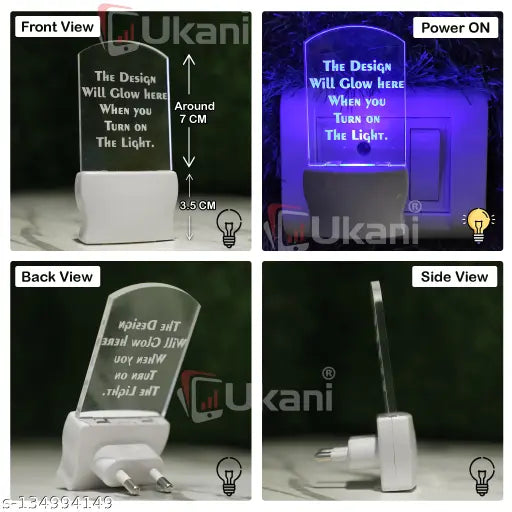 Ukani GANESHA Acrylic 3D Optical Illusion Night Lamp, RGB 7 Colors Auto Colour Changing LED Plug and Play Night Light, Office Day Light, For Home and Office Use, Best for Gift, Multicolour - 7CM+3.5CM