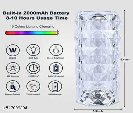 ''Sparkplug Rose Crystall Night Light Table lamp multicolor pack of 01