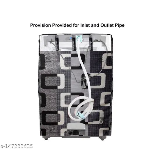 E-Retailer® Exclusive 3-Layered Polyester Combo Set of Appliances Cover (1 Pc. of Fridge Top Cover,  1 Pc. of Microwave Oven Top Cover and 1 Pc. Top Load Washing Machine Cover) (Color-Black, Design-Geometric, Set Contains-3 Pcs.)