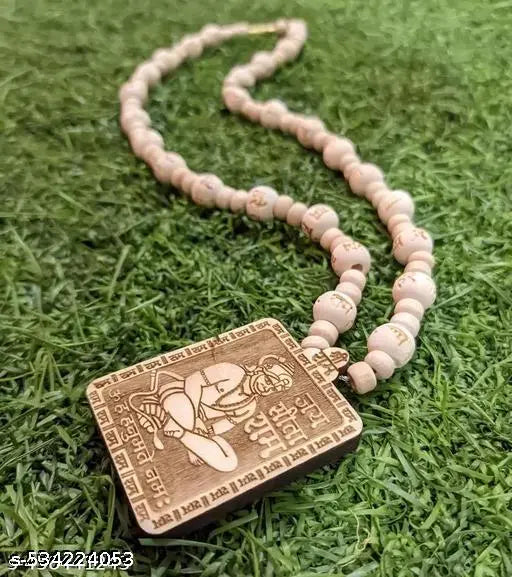 Sacred Tulsi Mala with Ram-Carved Hanuman Ji Locket | Devotional Mala