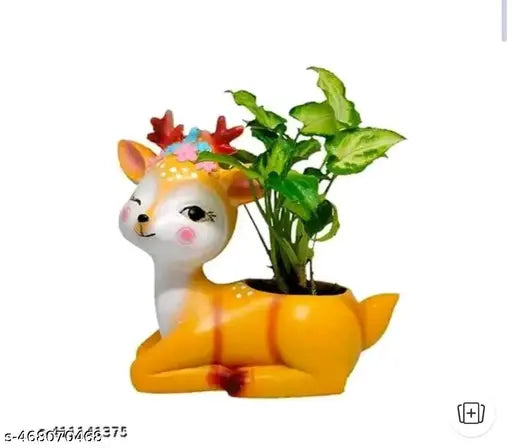 DEAL24SEVEN  Resin Planters for Indoor and Outdoor Flowerpot Cute Plants Pot Deer Succulent Planter Pots Bonsai Plant Holder for Office Desk Table Interior Balcony and Home Decoration Items Animal Planter