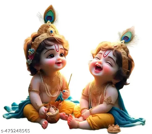CRYSTALSIGN Beautiful Little Krishna Laughing Trendy Art For Home Decoration Self Adhesive Sticker  (Pack of 1), Size- Large