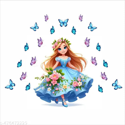 Wall Decal  Cute Fairy Floral Girls Wall Sticker & Decal,Size - 71 cm x 62 cm