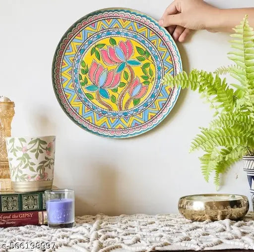 Z.R.IMPEX Madhubani lotus wall Decorative Plate