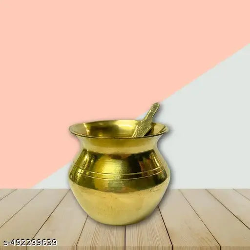 ELITETOUCH Brass Punch Patra/ brass loti (golden) Brass lota and Spoon