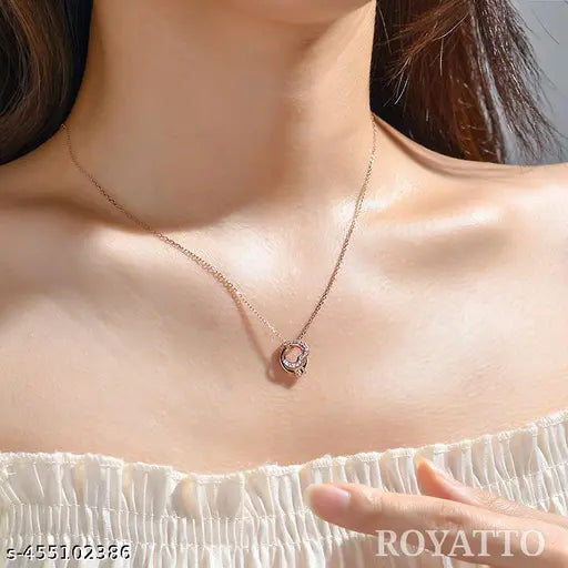 A beautifully crafted love heart pendant made from high-quality Rose gold- stainless steel and adorned with sparkling zircon stones, perfect