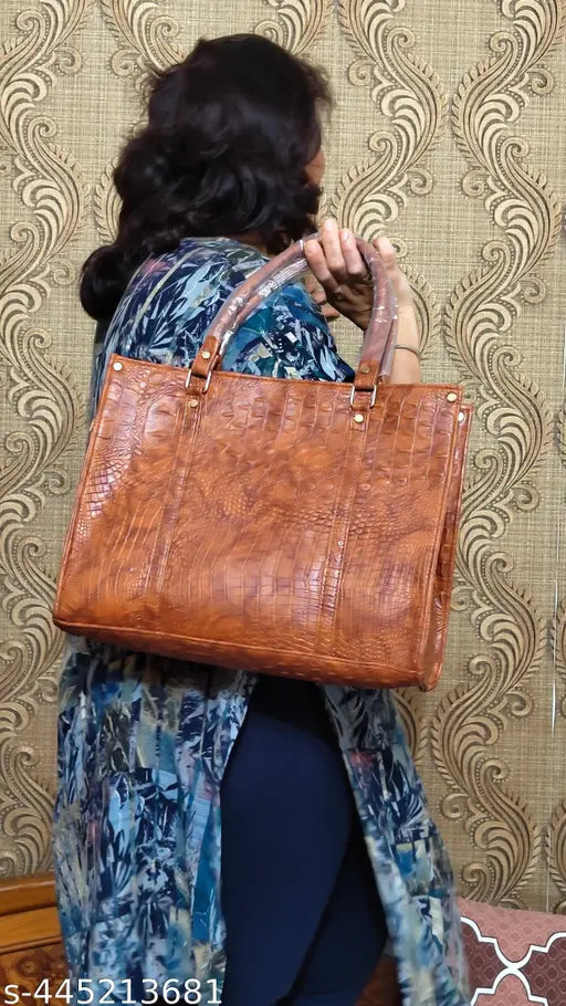 LEATHER HANDBAG VERY PREMIUM QUALITY BAG WITH TWO HANDLES AND SHOULDER STRAP, TOTE FASHIONABLE CARRYBAG BIG LARGE CAPACITY