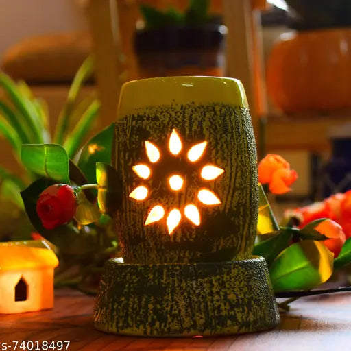 Niyara Ceramic Electric Aroma Diffuser Green Color with 10 ML Aroma Oil Color Green Size:Large (Bohemian)…