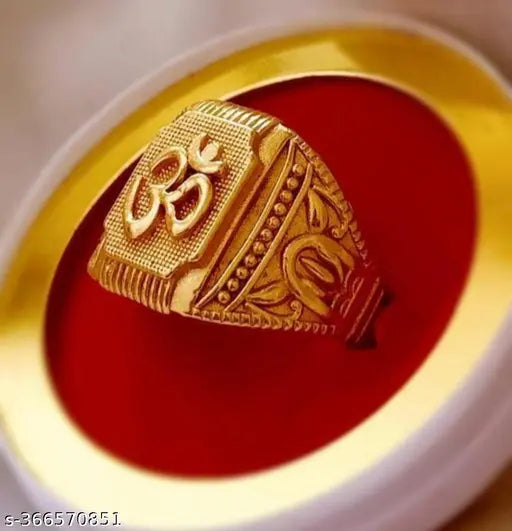 Fancy gold om pendent chain with gold plated om ring for man and boys