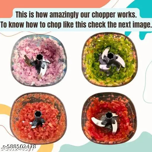 Chopper, Manual Hand Press Push Chopper with 3 Blades for Effortless Chopping Vegetables & Fruits (Assorted, 650 ml, Plastic). potato mashing product potato meshar and 2 in 1 peeler