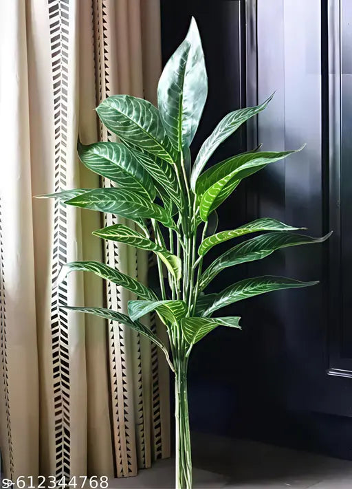 Artificial Natural Looking 26 Leaves Snack Rabbur Plant Artificial Fake Tree | Ornamental Plant for Interior | Indoor Tropical Plant for Home/Shop/Office Decor/Gifting Artificial Plant Without Pot (70 cm, Green Tree)