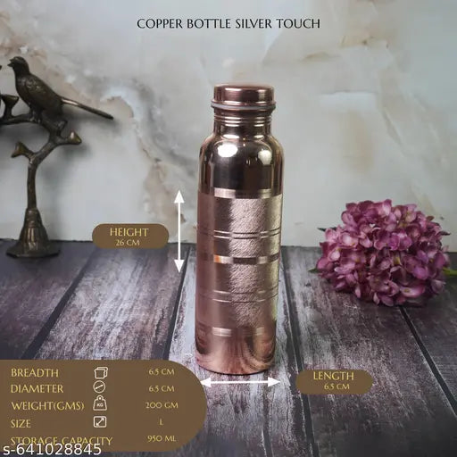 Copper Water Bottle - 34 Oz Extra Large - A Silver Touch Ayurvedic Pure Copper Vessel For Drinking - Drink More Water, Lower Your Sugar Intake And Enjoy The Health Benefits Immediately