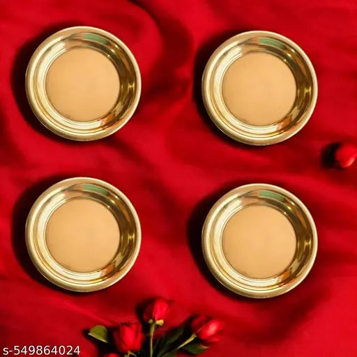 Pure Brass Puja Plate for Aarti, Bhog & Rituals – Traditional Design