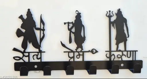 Stainless steel Organizer with Religious Design || Decorative Key Rack for Entryway || Wall-Mounted Key Holder for Home and Office || Religious Key Rack with 6 Hooks ||