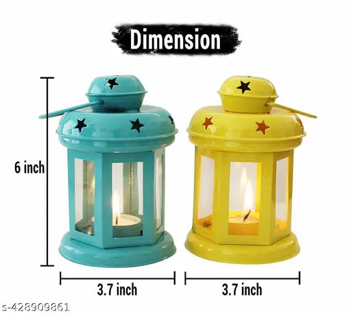 DECO CRAFTS - Metal Wall Hanging Lantern ( PACK OF 02 PCS )Tea Light Candle Holders - Home Decor and Gift for Diwali, Festival, Indoor, Outdoor Use !!!SHOP NOW !!!