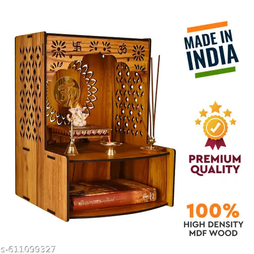 Divinity Decor MDF Wooden Temple for Home | Laminated Pooja Mandir | Assembly Required | 16x9x11 Inch Puja Stand for Shop Office | Big Temple - Mandir - 23