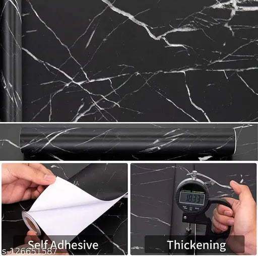 Black High Gloss Self Adhesive PVC Wallpaper Furniture Film