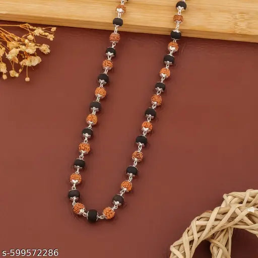 Rudraksha Karungali Mala – Spiritual Protection Necklace for Men & Women | Puja, Japam & Meditation Use