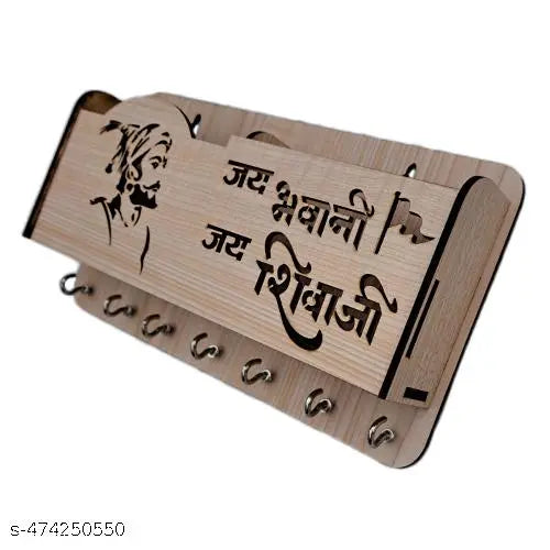 Jai Shivaji Keychain Holder (creamy wooden) Premium Quality