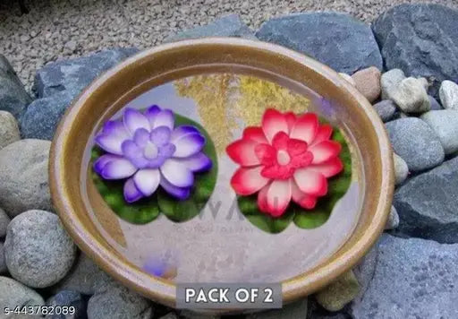 Itsapna Lotus pack of 2  Pcs Diwali Lotus Decoration Floating Lotus with Lights Plastic Flower Diwali Artificial Lotus Traditional Indian Decor for Diwali Puja Home Outdoor Party Decoration (3 Inch)