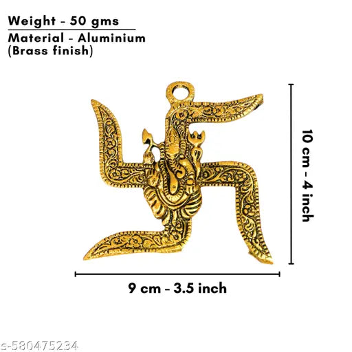 Swastik with Ganesha – Golden Colour (Pack of 2)