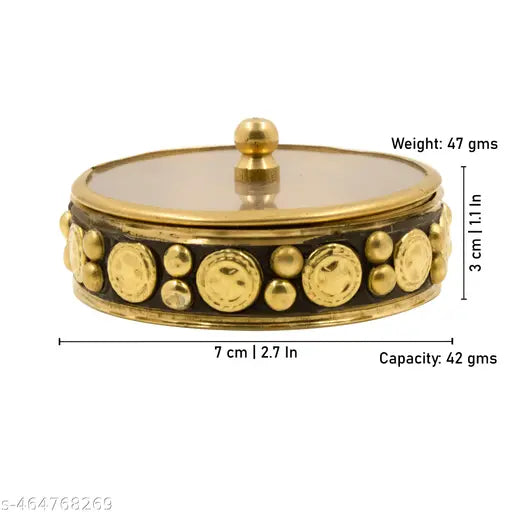 Putrika Brass  Pooja | Puja | Roli | Chawal | Chandan | Haldi | Kumkum Puja  | Sindoor | Turmeric | Dabbi | Dibbi | Dhani | Dani Lid Holder - Acralic Black Kumkum (2)