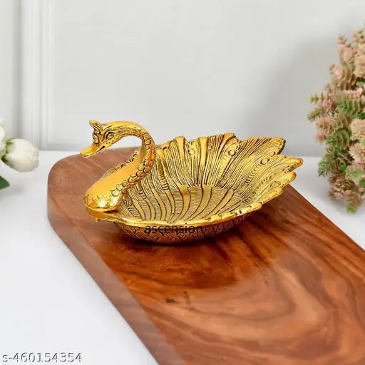 inDecor Metal Swan Shape Dry Fruit Serving Tray, Snacks, Floating Flowers for Home Decoration Table Dining Décor