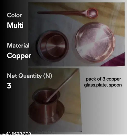 Panch patra set made up of pure copper size 1no.for use every puja